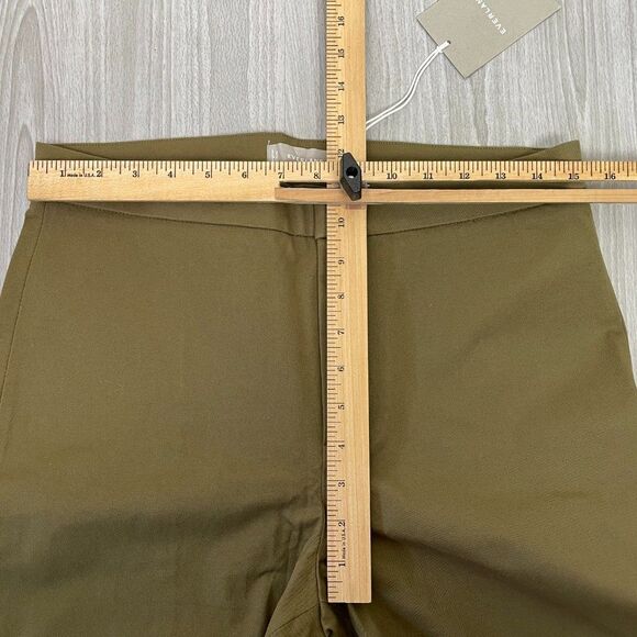 Everlane The Fixed Waist Stretch Cotton Work High Rise Pant Olive Green 10 - Picture 9 of 11